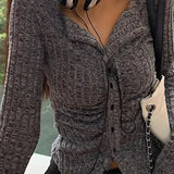 Vintage V-Collar Knit Cardigan