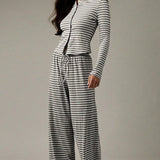 Stripe Button Cord Easy Two Piece Set