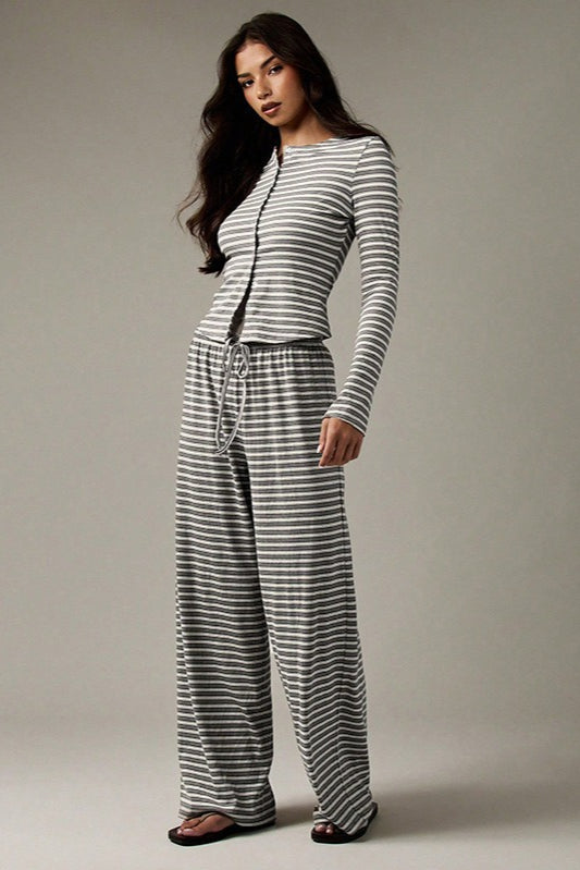 Stripe Button Cord Easy Two Piece Set