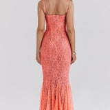 Lace Backless Spaghetti Strap Maxi Dress