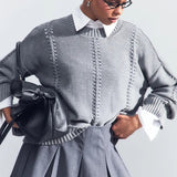 Casual Lace Knit Pullover Sweater