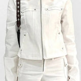 Rivet Lapel Safari Crop Jacke