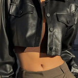 Grunge Style Faux Leather Jacket