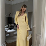 Soft Knit Cutout Tank Dress Long Sleeve Cardigan Two Piece Set