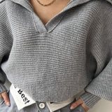 Long Sleeve Collar Knit Sweater