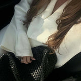 Bell-Sleeve Pink Polo Collar Cardigan Straight Skirt Two Piece Set