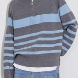 Color Block Striped Knit Sweater