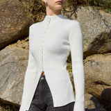 Fitted Button Up Knit Sweater