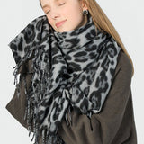 Cozy Leopard Print Faux Wool Scarf