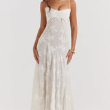 Lace Tie-Strap Romantic Maxi Dress