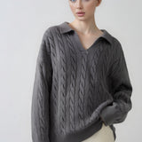 Vintage Polo Neck Cable Sweater