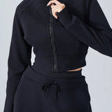 Cropped Fleece Workout Jacket