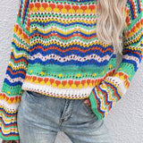 Casual Colorblock Knit Sweater