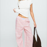 Colorblock Striped Wide-Leg Relaxed Pants