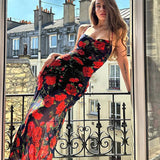 Backless Bodycon Maxi Floral Dress