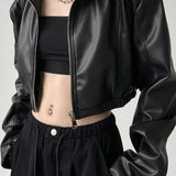 PU Leather Crop Jacket