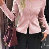 Casual Knit Button Front Sweater