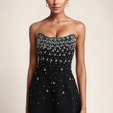Rhinestone Strapless Bandage Ruched Party Dress