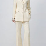 Beige Lace Waist Blazer