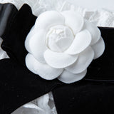Heavy Lace 3D Embroidery Strapless Camellia Prom Dress