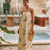 Sexy Spaghetti Strap Linen Vacation Maxi Dress