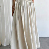 Ruffled High Waist A Line Belted Side Pocket Elegant Skirt