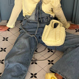 Vintage Washed Wide-Leg Overall Jeans