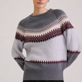 Patchwork Crew Neck Knit Sweater
