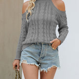 Elegant Cable Mock Neck Sweater