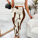 Zebra Print High Waist Bodycon Mermaid Maxi Skirt