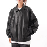 Vintage PU Leather Lapel Jacket