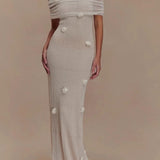 Floral Off-Shoulder Strapless Maxi Party Dress