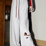 Print Loose Straight Leg Sweat Pants