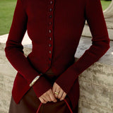 Fitted Button Up Knit Sweater