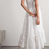 Dolly Embroidered Lace Midi Bustier Dress