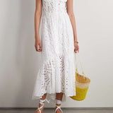 Dolly Embroidered Lace Midi Bustier Dress