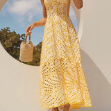 Dolly Embroidered Lace Midi Bustier Dress