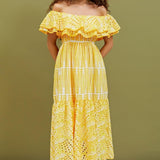 Dolly Embroidered Lace Off-shoulder A-line Flare Midi Dress