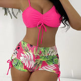 Drawstring Front Shorts Two Piece Set