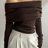 Off Shoulder Slim Knit Sweater
