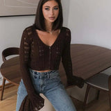 Hollow Out Knit Cropped Cardigan