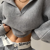 Long Sleeve Collar Knit Sweater