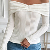 Textured Off Shoulder Slim Fit Sweater