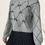 Crew Neck Pullover with Bow Detail