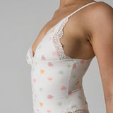 Lace Trim Floral V Neck Sexy Cami Top