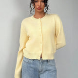 Plain Knit Long Sleeve Cardigan