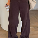Edgy High Waist Cargo Wide Leg Curved Jeans