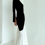 Bodycon Ruched Patchwork Maxi Dress