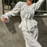 Vintage Bell Sleeve Top and Wide Leg Pants Two Piece Set