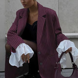 Elegant Long Sleeve Stripe Blazer